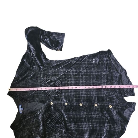 Democracy Black Textured Button Front Shirt - L - Picture 7 of 8